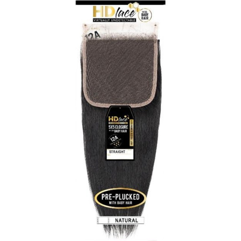 Sensationnel 12A 100% Virgin Human Hair 5X5 HD Lace Closure – STRAIGHT 14 NATURAL