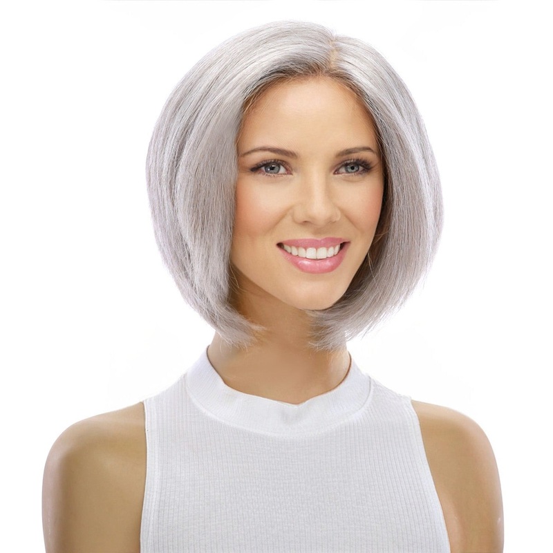 12″ Halle Silk Top Wig Snow Grey Zig Zag Lace Front