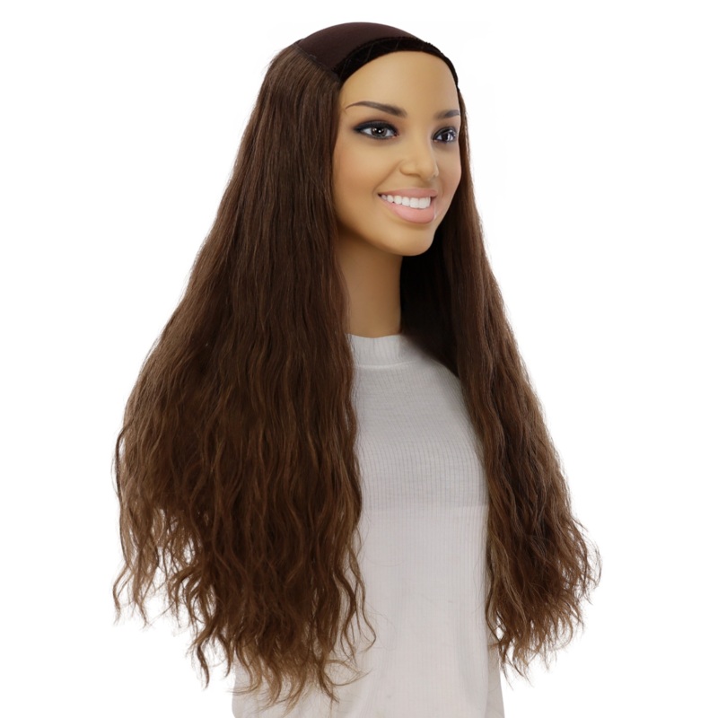 24″ HatFall Wig Auburn Wavy Open Wefted