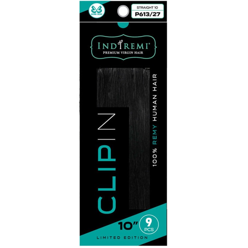 Bobbi Boss Indiremi Clip-In 9 PCS 100% Remy Human Hair Weaving – STRAIGHT 10″/12″/14″ 10″ 1