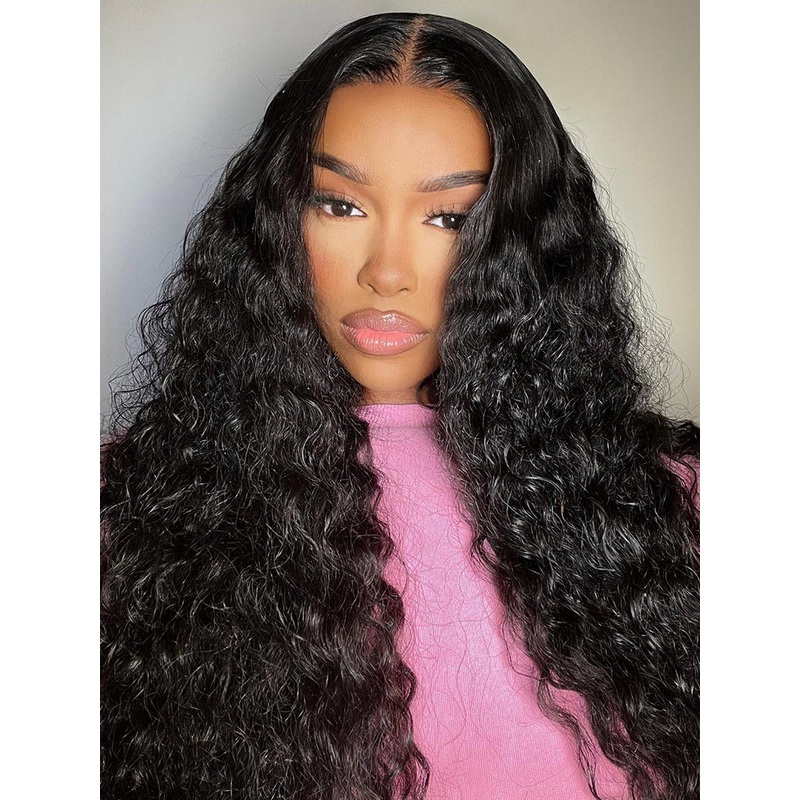 CurlyMe Water Wave 4×4 Lace Closure Wig Pre Plucked With Baby Hair For Women 180% Transparent Lace 8