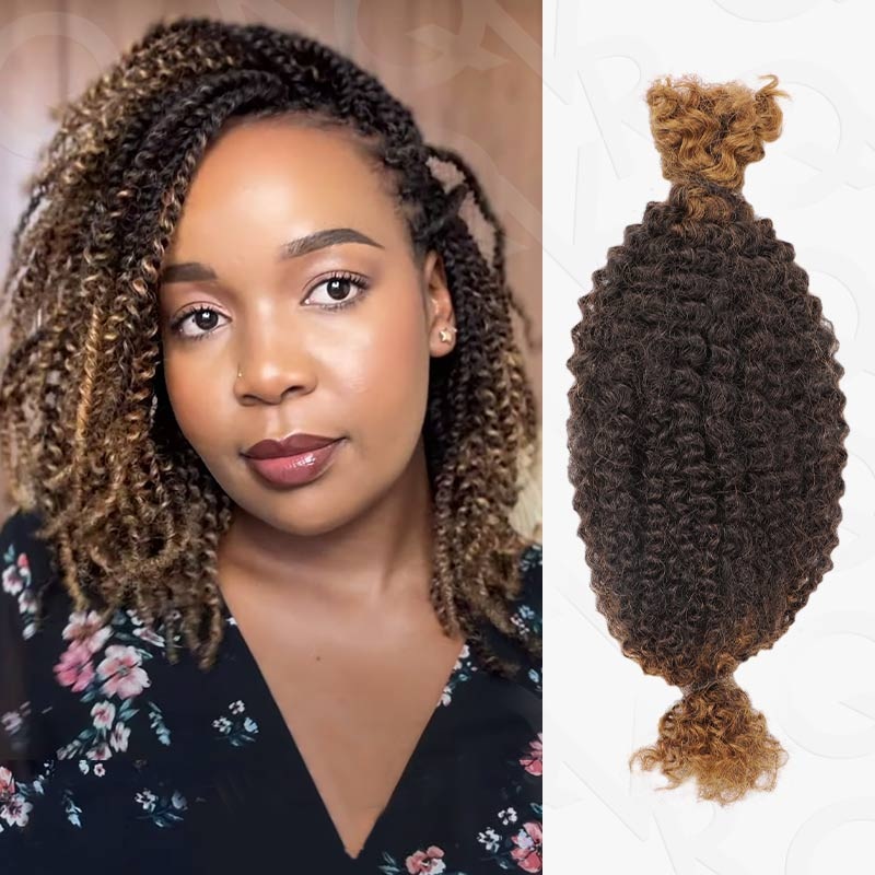 QVR Ombre Spring Twist Hair T1B/27 Color Type 3C 4A Hair Extensions Ombre #T1B/27 3 Packs (Full Head) 14”