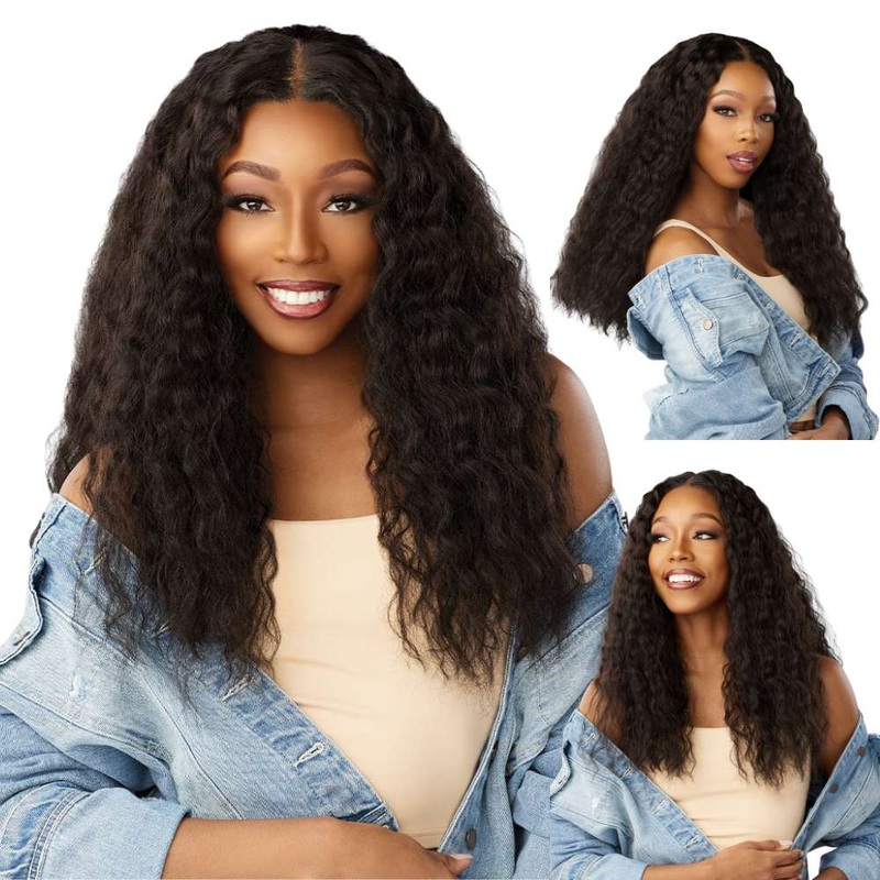 Sensationnel Kinky Edges Textured Lace Wig – Y-Part Kinky Braid Out 20″ 1 JET BLACK