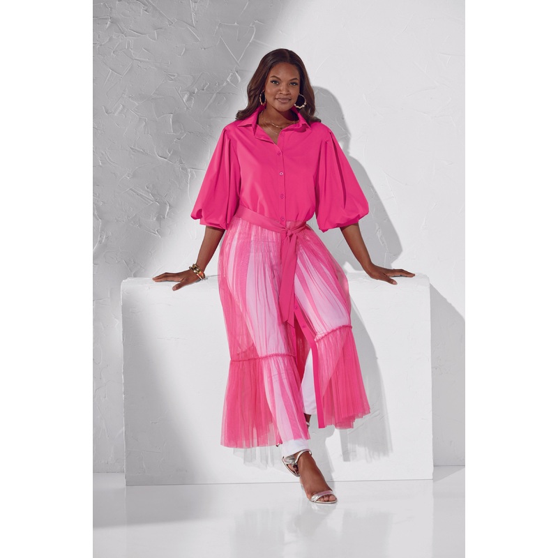 Touched with Tulle Top by Studio EY HOT PINK M