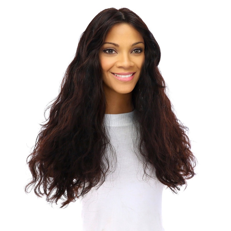 24″ Luxe Silk Top Wig #1B Black Wavy Zig Zag Lace Front