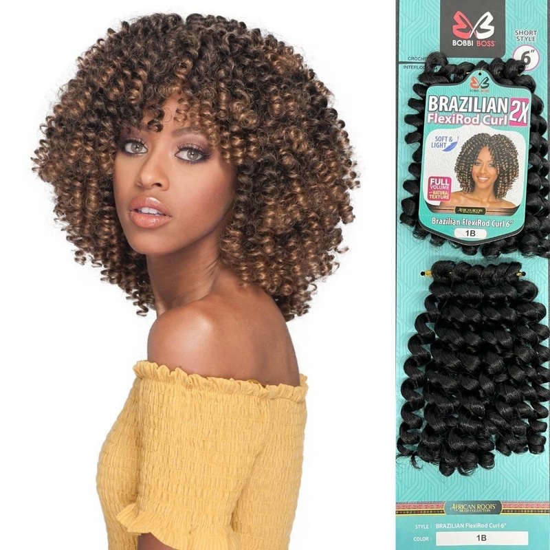 Bobbi Boss Crochet Hair – Brazilian Flexi Rod Curl 6″ 2X 1 JET BLACK
