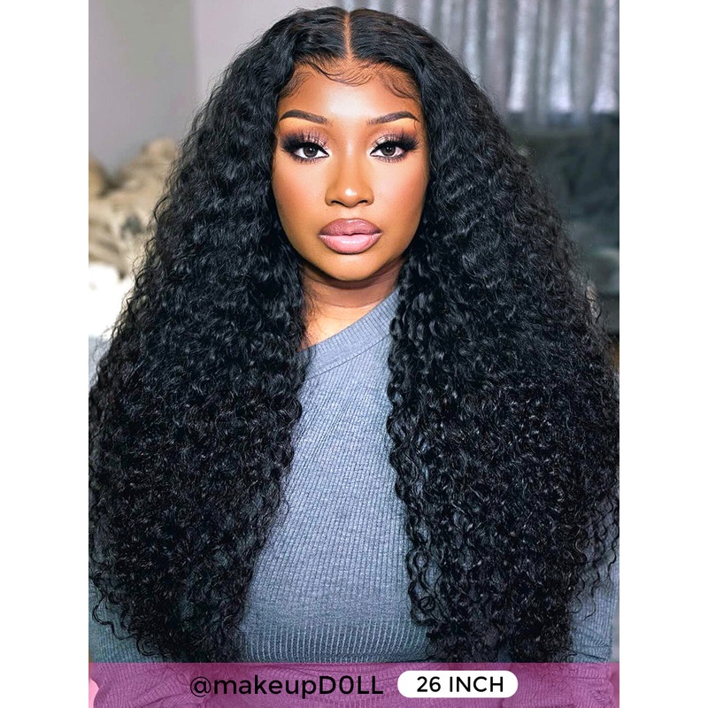 CurlyMe Pre-cut 9×6 Lace M-cap Wear Go Glueless Mini Knots Water Wave Hair HD Lace Front Wig Pre-plucked Transparent Lace 180% 8(bob)