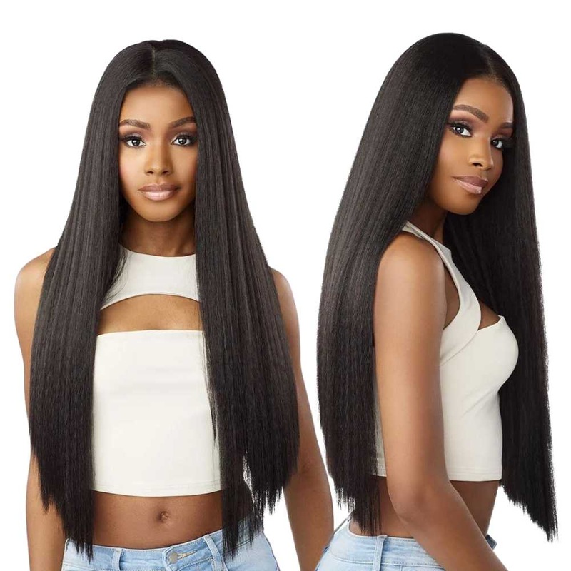 Sensationnel Kinky Edges 13×6 HD Lace Wig – Kinky Silk Pressed 26″ 1 JET BLACK