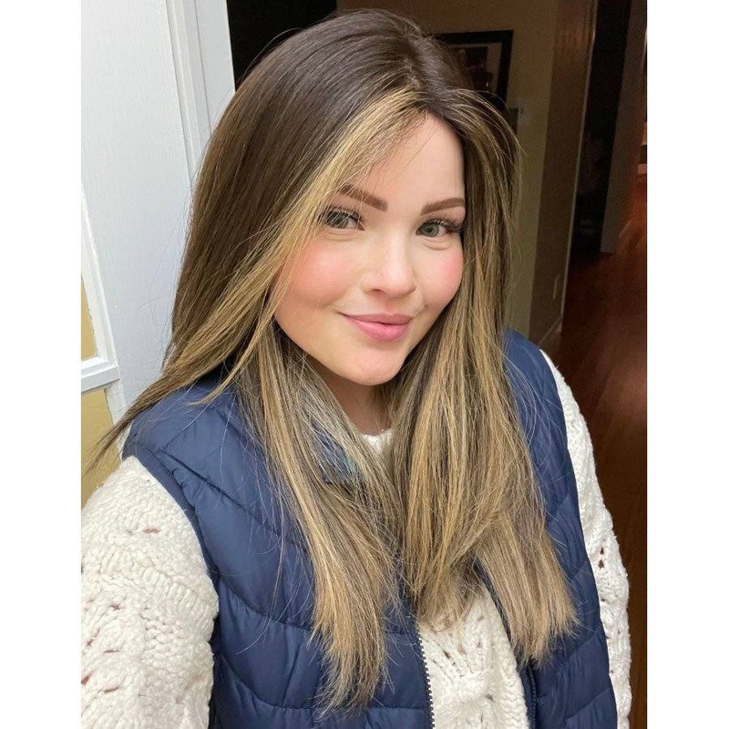 20″ Luxe Silk Top Wig #4 Dark Brown w/ Balayage