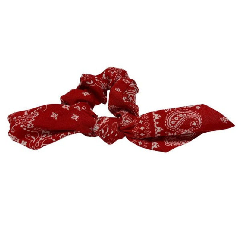 Paisley Hair Scrunchie with Ribbon Scarf Navy One size