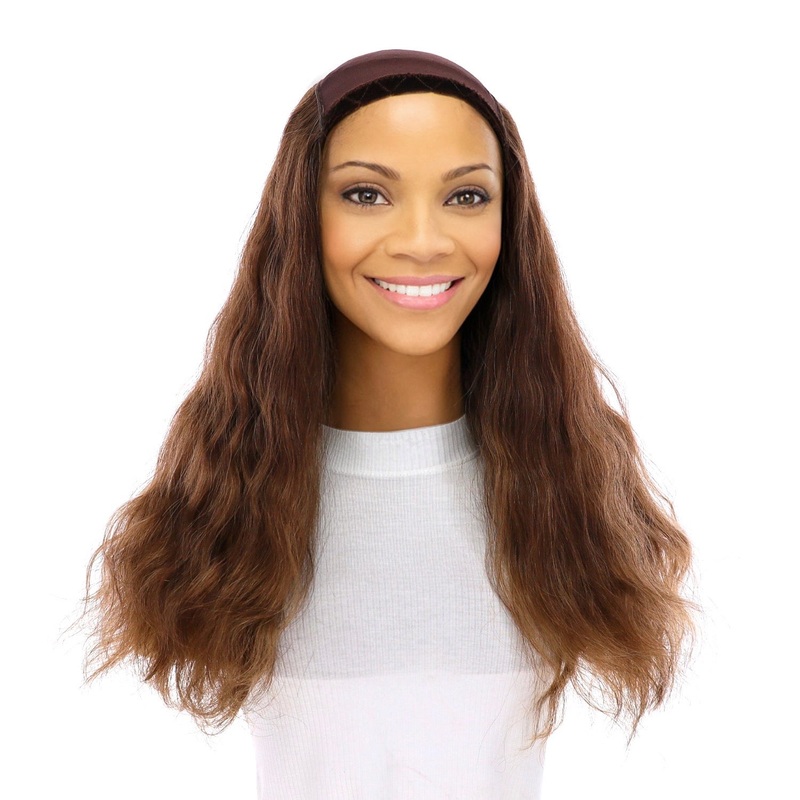 20″ HatFall Wig Medium Brown Balayage Wavy Open Wefted