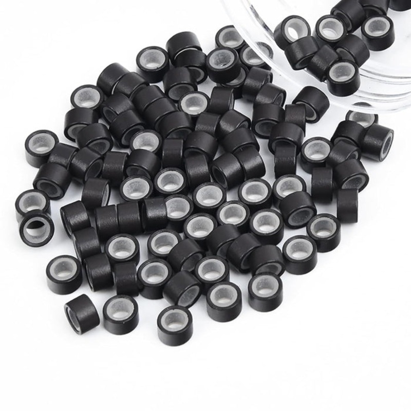 Lord and Cliff Micro Link Lock Beads Extension Rings – SILICON SHELL 100 Pcs (5/2.8/3 mm) BLACK – #1