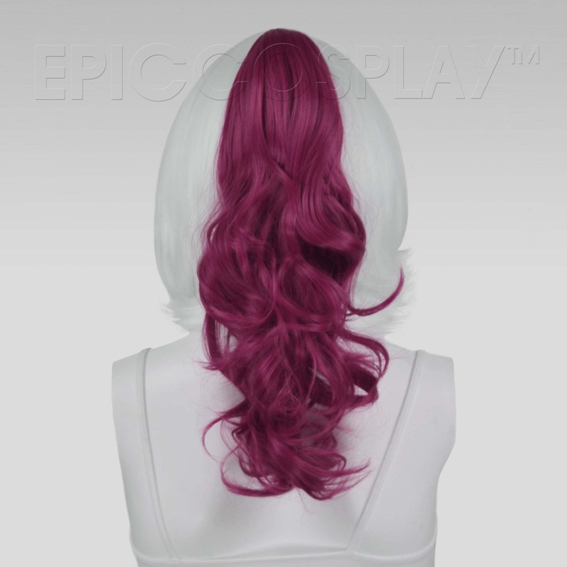 20″ Raspberry Pink Mix Wavy Curly Ponytail Clipon