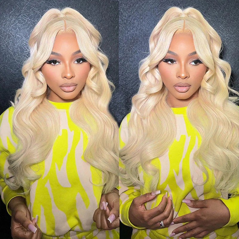 613 Blonde 13*6 Full Lace Frontal Body Wave Wigs with Pre Plucked Brazilian Human Hair 12 13×6 Full Lace 150%