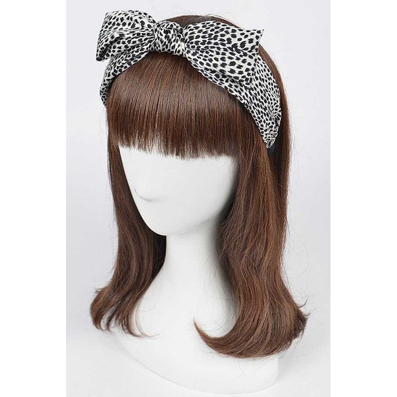 Animal Printed Top Bow Headband 3 PCS PACK Beige O/S