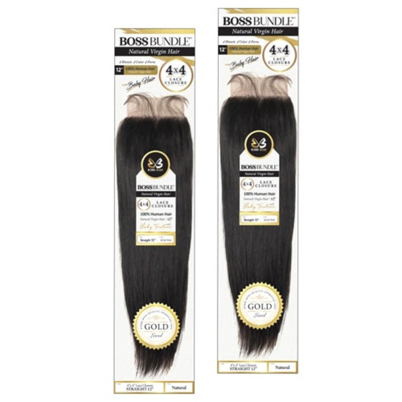 Bobbi Boss Virgin Human Hair 4×4 Lace Closure STRAIGHT 12 NATURAL
