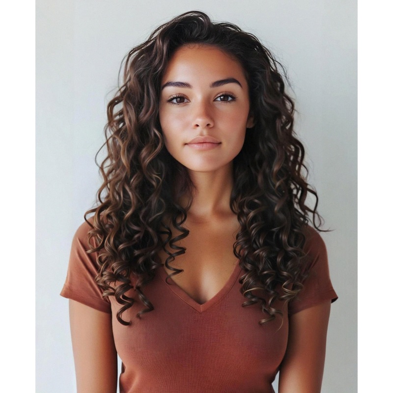 curly (3A curls) clip-in extensions medium brown. 14″ Regular Classic