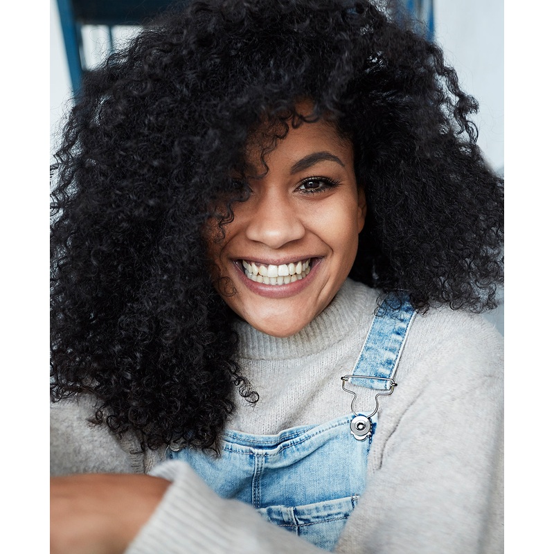 kinky (4A curls) clip-in extensions #1 jet black. 14″ Regular Classic