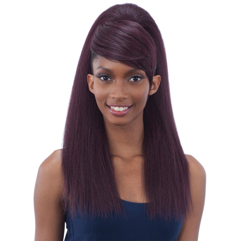 Model Model Ponytail And Swoop Side Bang YAKY STRAIGHT 2PCS 4