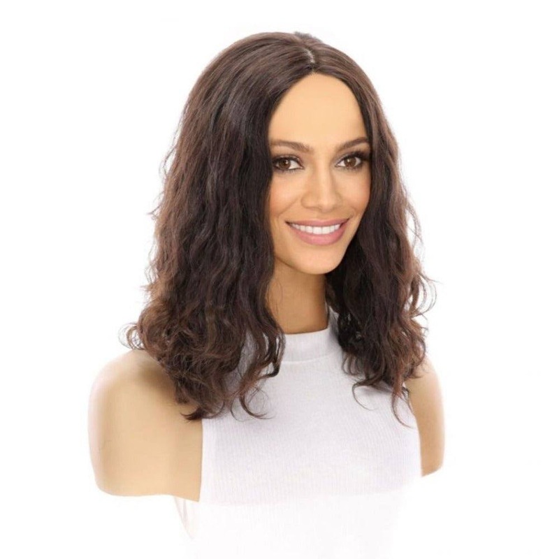 16″ Luxe Silk Top Wig #4 Dark Brown Wavy Zig Zag Lace Front