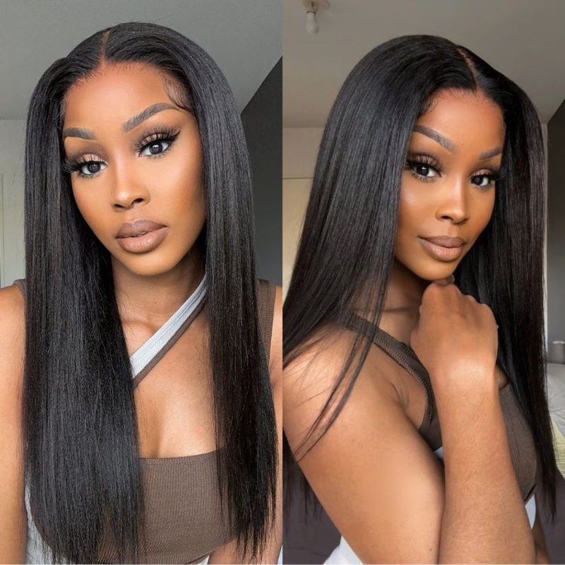 Points Reward | 24 Inches Luvme Hair Yaki Straight 5×5 Closure HD Lace Glueless Long Wig Pre-Cut Lace 24