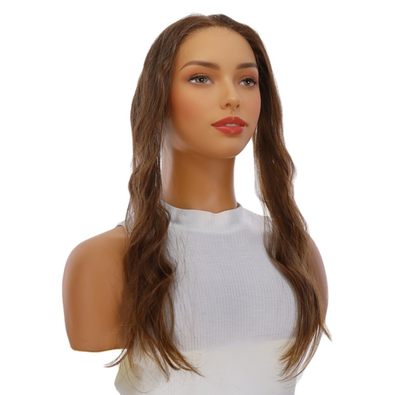16″ Hairline Topper #8 Warm Medium Brown Wavy 3 cm