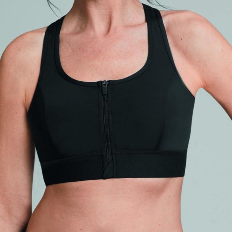 Zipper Medium Support Sports Bra | Amoena S Black – BK