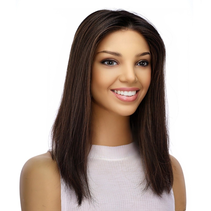 16″ Divine Lace Top Topper Soft Black w/ Highlights Zig Zag Lace Front