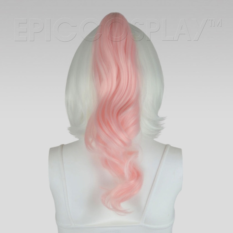 20″ Fusion Vanilla Pink Wavy Curly Ponytail Clipon