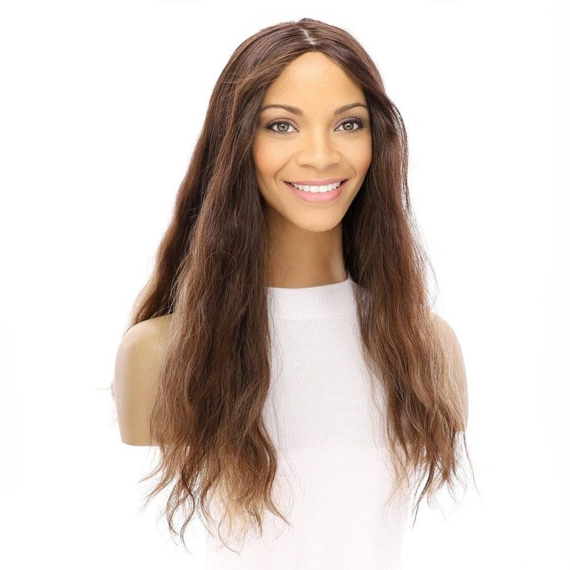 22″ Princess Silk Top Wig Medium Brown Balayage Wavy Zig Zag Lace Front