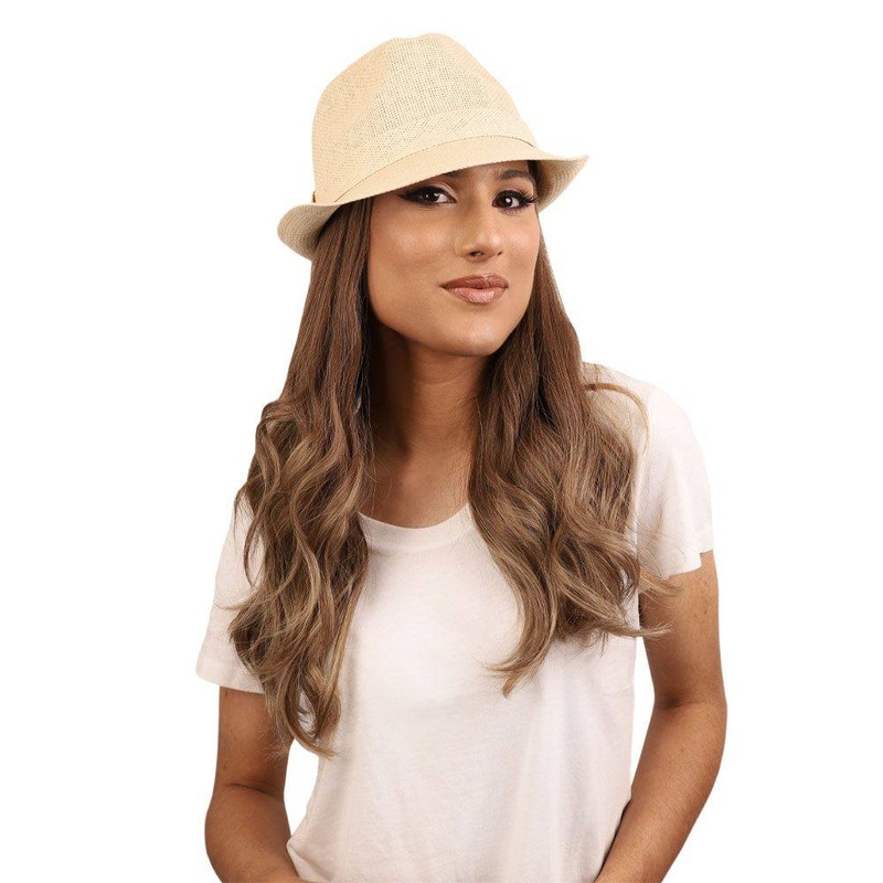 24″ HatFall Wig Light Brown Babylight Open Wefted