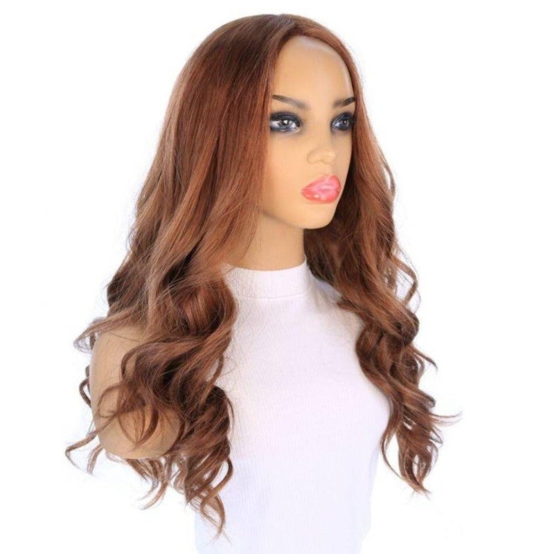 26″ Amber Silk Top Wig Copper Zig Zag Lace Front