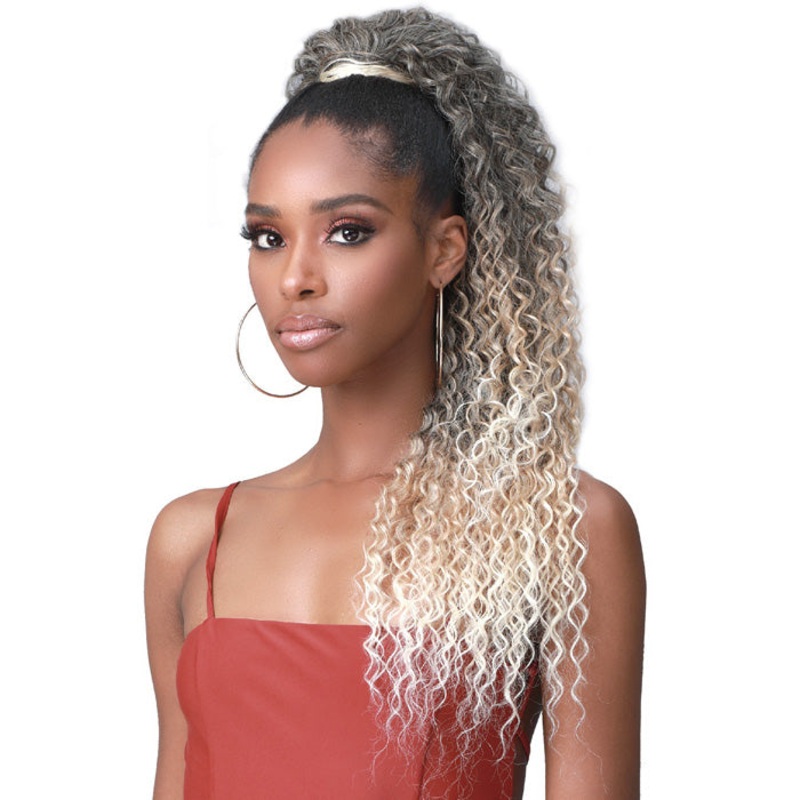 Bobbi Boss Human Hair Blend Tress Up Ponytail WATER WAVE 28″ NATURAL