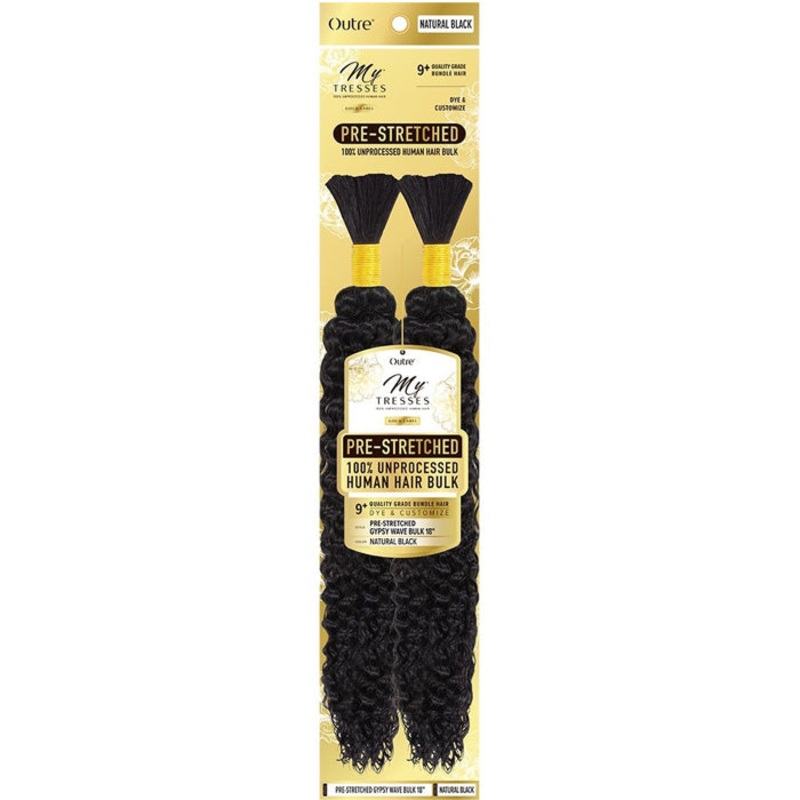 Outre Mytresses Gold Label 100% Unprocessed Human Hair Braids – PRE-STRETCHED GYPSY WAVE BULK 18″/24″ 18 NA