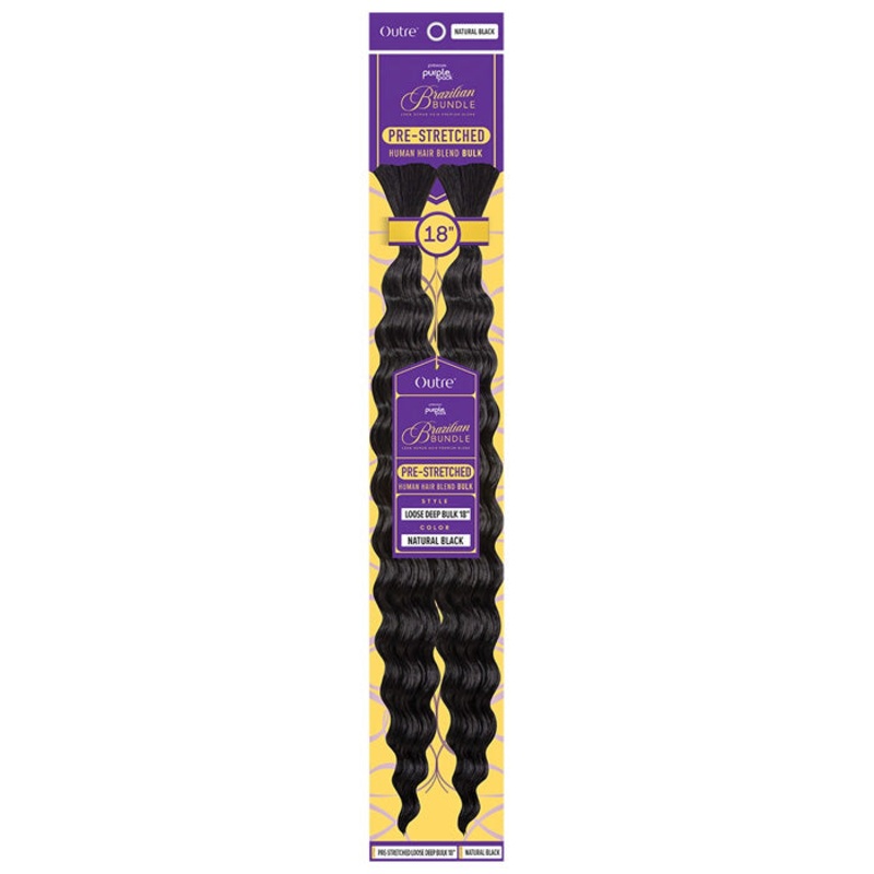 OUTRE PURPLE PACK BRAZILIAN BUNDLE 100% HUMAN HAIR BLEND BRAID – PRE STRETCHED LOOSE DEEP BULK 18/24 inch 18 27