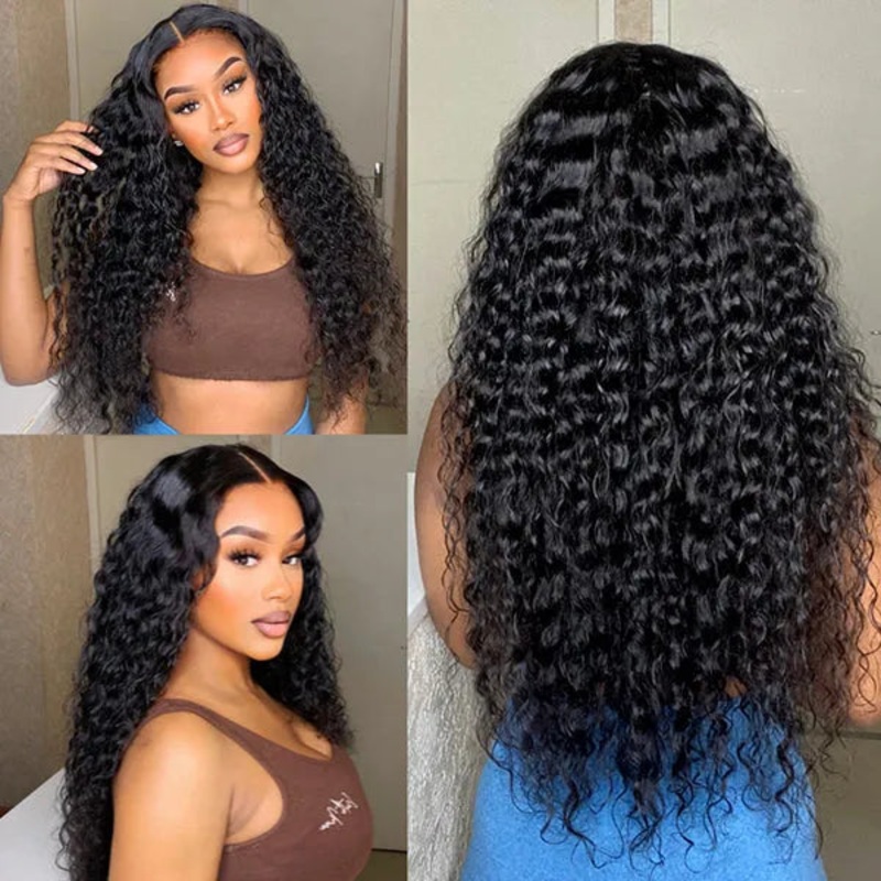 Points Reward | 24 Inches 180% Density Water Wave 13×4 HD Lace Front Free Part Glueless Human Hair Wig Pre Cut Lace 24