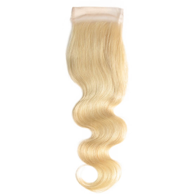 QVR Remy Human Hair 4*4 Blonde Body Wave Closure 14″