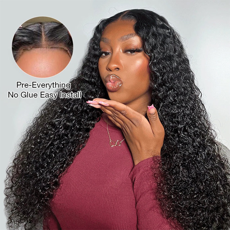 Ready Go Glueless Wigs 8×5 Pre Plucked Pre Cut For Beginners Water Wave Lace Closure Wigs 20 Pre-Cut Lace & Plucked & Bleached 220%