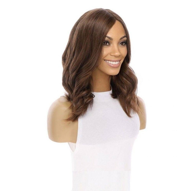 16″ Luxe Silk Top Wig #8 Warm Medium Brown Zig Zag Lace Front