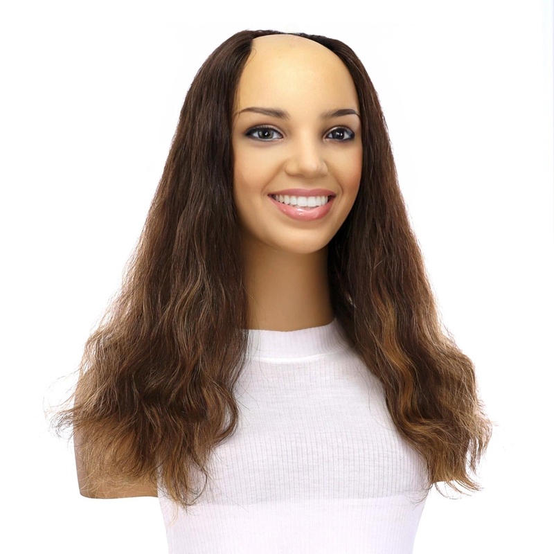 18″ U-Shape Topper Dark Brown Balayage Wavy