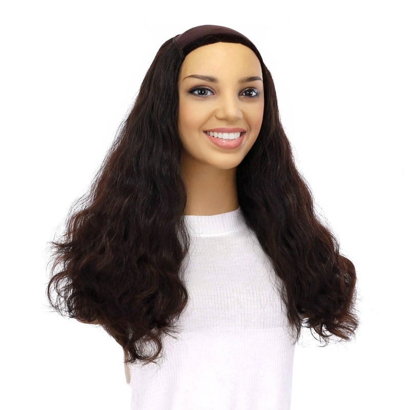 20″ HatFall Wig Soft Black Wavy Open Wefted