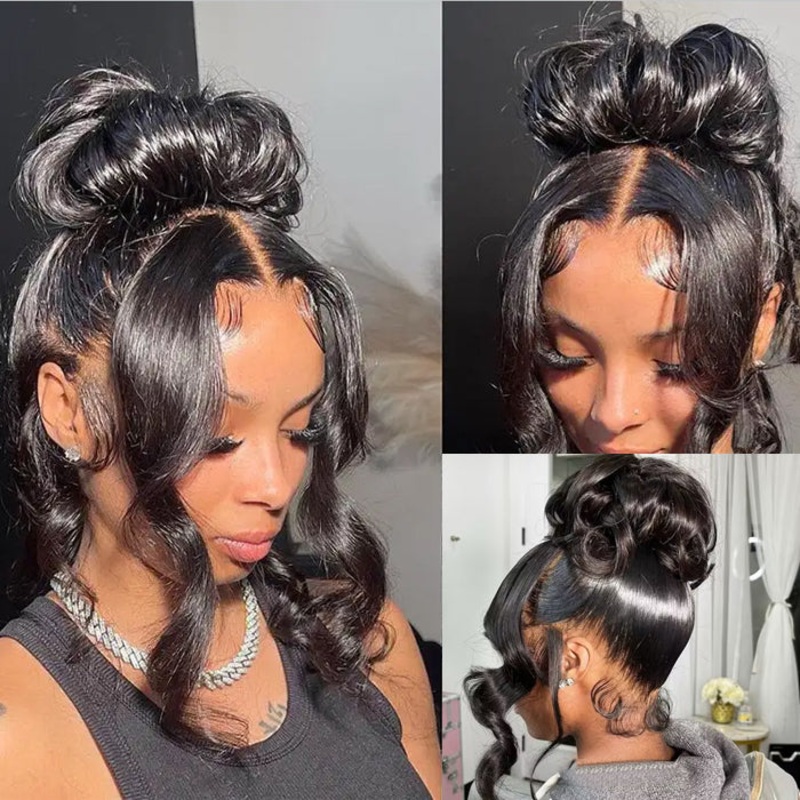 Body Wave Invisi-Pull String Snug Fit 360 HD Lace Frontal Glueless Wig With Pre Bleached Knots 16 Yes (Send Magic Ear Tape 40Pcs) 150%