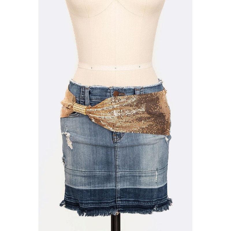 Crystal Chain Mill Convertible Belt & Head Piece Gold O/S