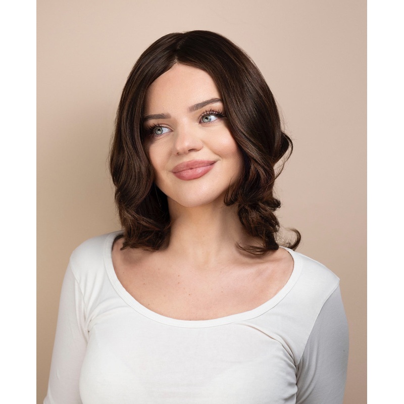 european virgin hair wig – 10″ medium brown.