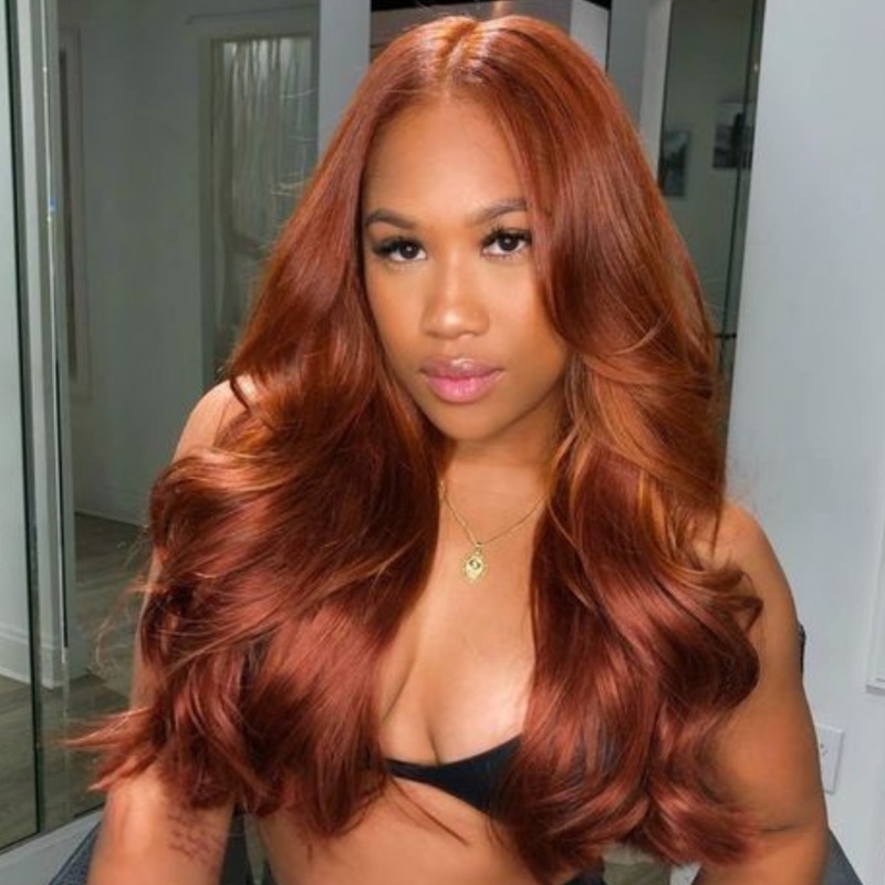 Cinnamon Brown Loose Wave / Straight / Straight Layer Glueless 5×5 Closure  HD Lace Wig- US ONLY Straight Layer 16 inches