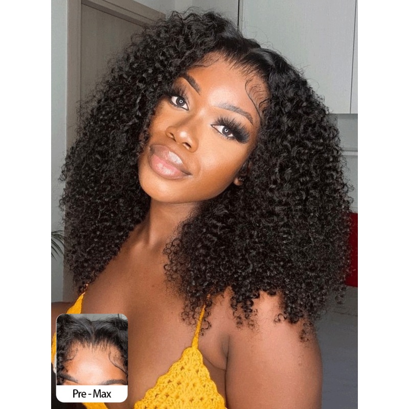 CurlyMe Pre-cut 9×6 Lace M-cap Wear Go Glueless Mini Knots Afro Curly Hair HD Lace Front Wig Pre-plucked Transparent Lace 180% 8(bob)