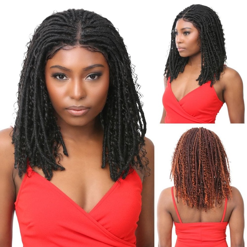 Nutique Illuze Synthetic 4×4 Lace Front Wig – Boho Locs Water 16″ 1 JET BLACK