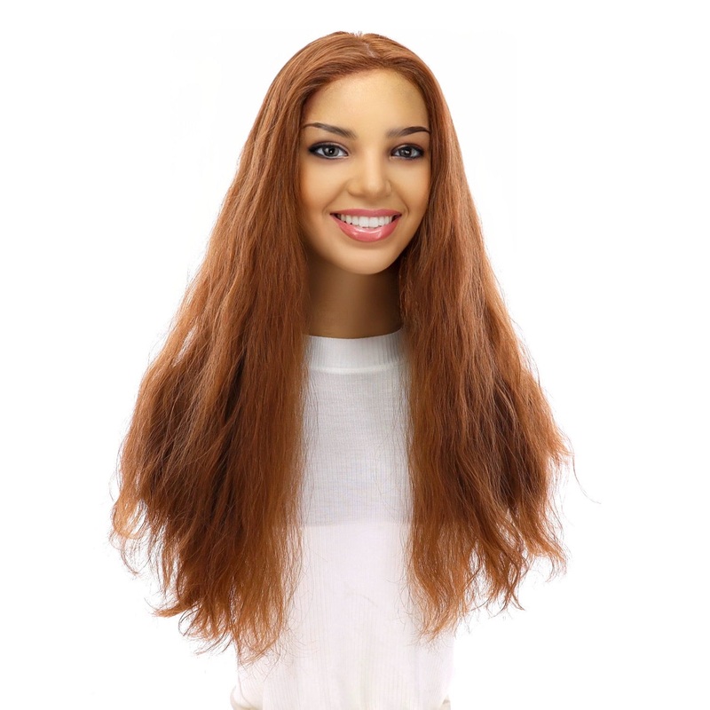 22″ Princess Silk Top Wig Copper Wavy Zig Zag Lace Front