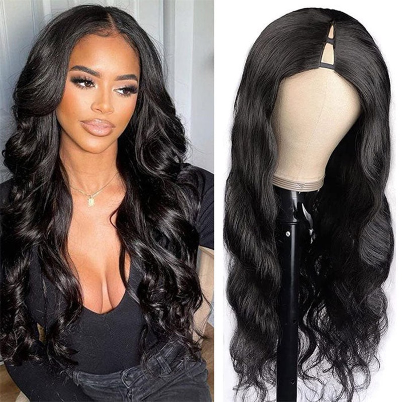 Body Wave V/U Part Human Hair Wigs No Leave Out Beginnger Friendly Easy Install 12 V Part 150%