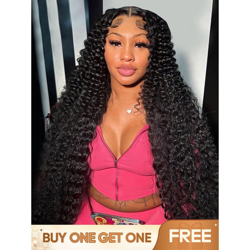 CurlyMe Water Wave Human Hair 13×6 Transparent Lace Front Wig Pre Plucked 18